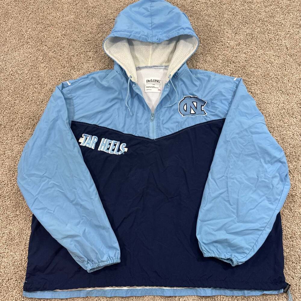 Vintage‎ UNC Tar Heels DeLONG Pullover Windbreaker Jacket Mens XXL USA EUC